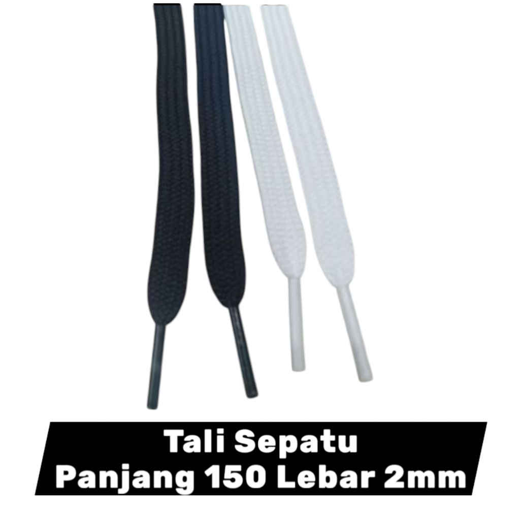 TALI SEPATU PANJANG 150CM HITAM PUTIH LEBAR 2MM