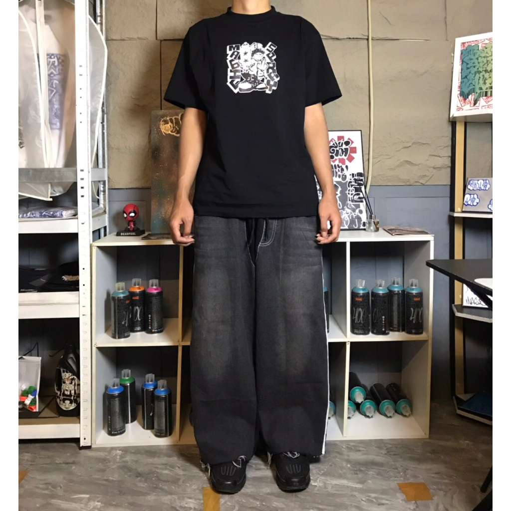 SWEAT PANTS REWORKED JEANS BAGGY - OUR ROOM DRESS