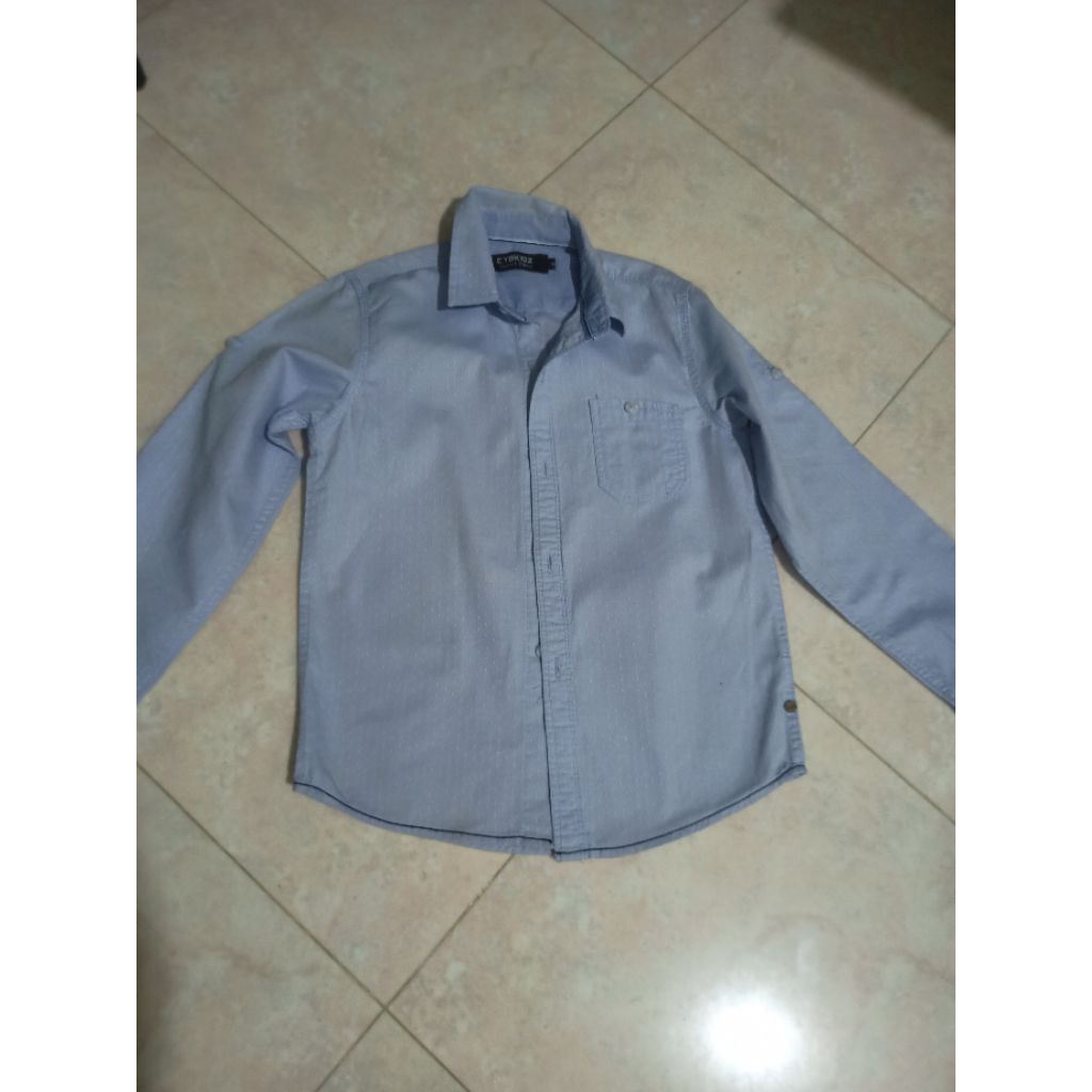 kemeja anak biru muda preloved