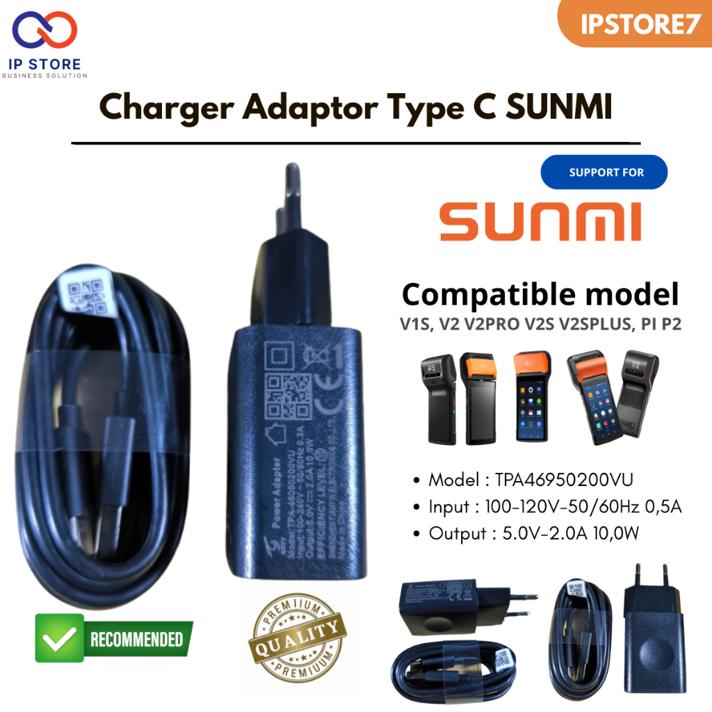 Charger Adaptor Type C Original Mesin Kasir EDC Sunmi