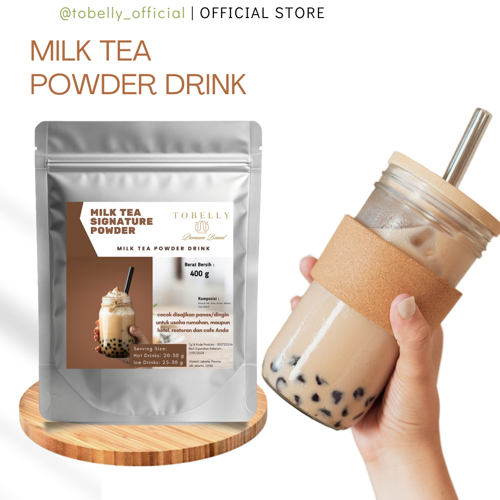 

Tobelly Bubuk Milk Tea Minuman Bubble Drink Terlaris Tea Mix Powder 400 gr Untuk Cafe, Waralaba dan Resto