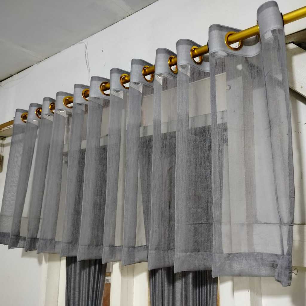 Vitrase Gorden Poni model Smokring Tirai Jendela pendek Poini gorden minimalis hordeng pintu pendek