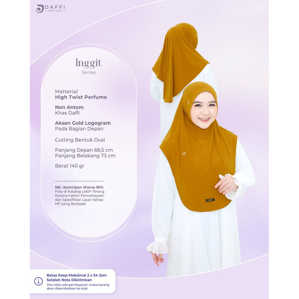 [ORIGINAL DAFFI] ~ BERGO INGGIT / HIJAB NON PET / BERGO JERSEY PREMIUM TANPA PED / BERGO OVAL