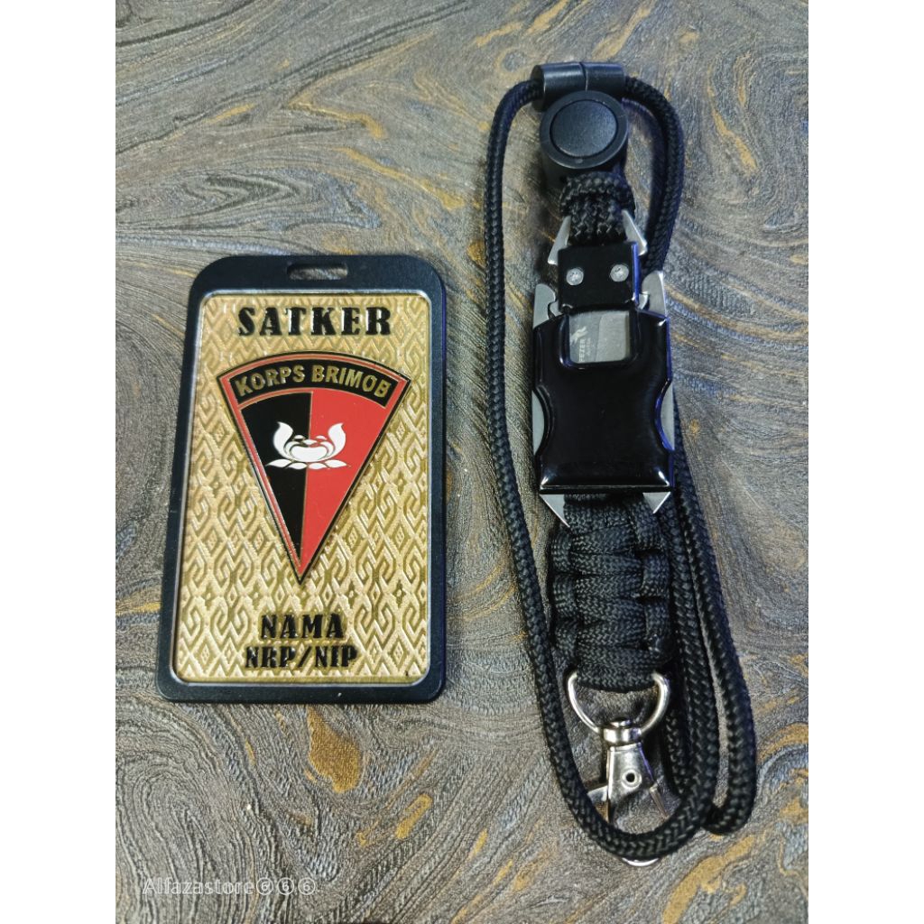 

lencana plat id card holder lanyard custom logo korps brimob