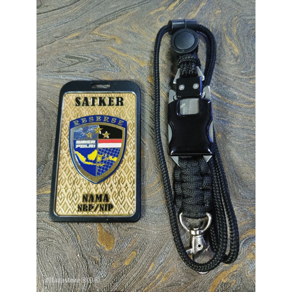 

lanyard id card holder plat lencana custom logo reserse siber polri baru
