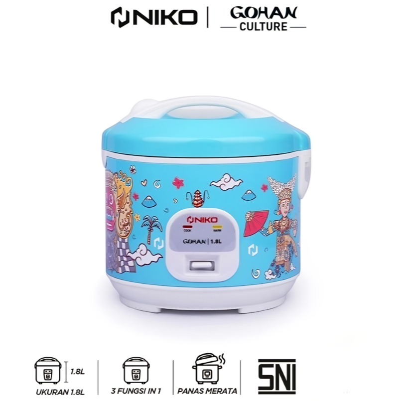 Magic Com Niko Gohan 1,8 Liter CG-18 Rice Cooker Niko Gohan 1.8L CG18 Pemanas Nasi Niko Gohan CG 18
