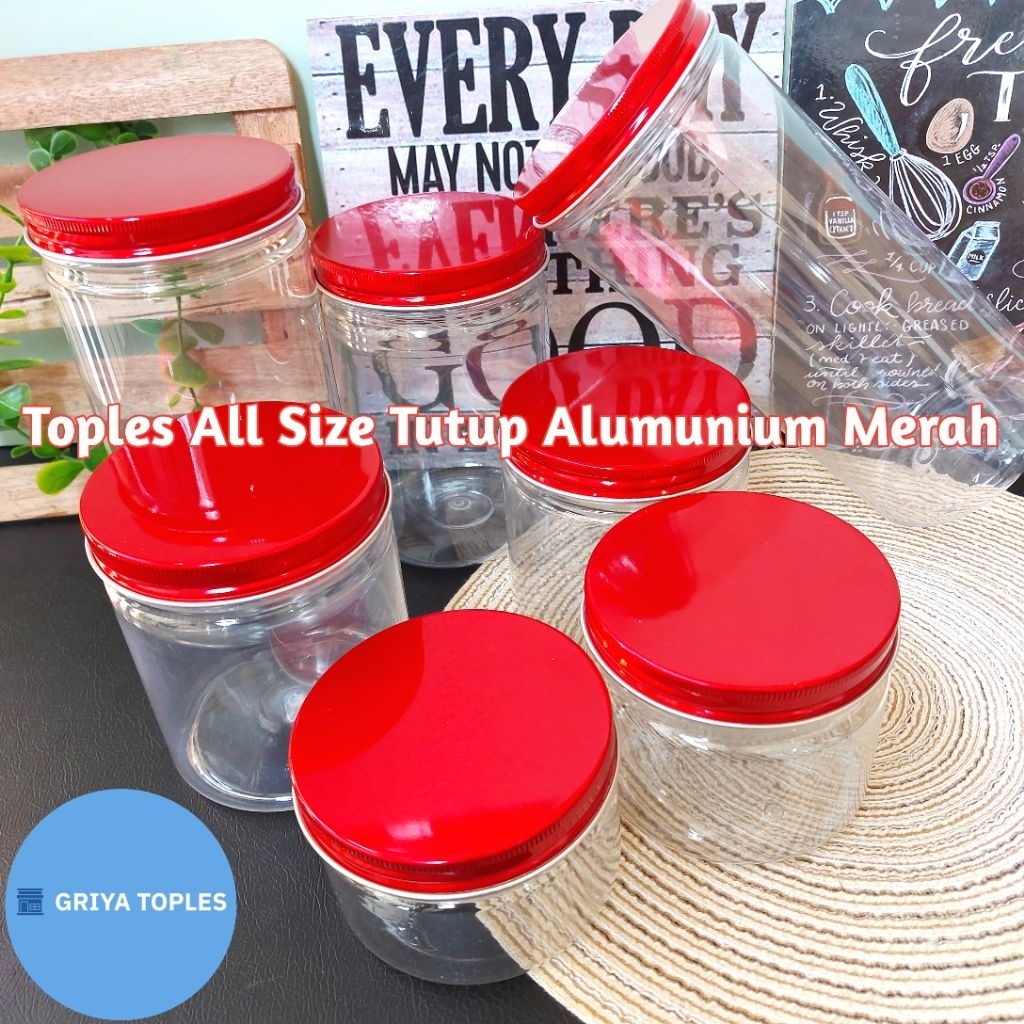 TOPLES TABUNG TUTUP ALUMUNIUM MERAH ALLSIZE / TOPLES PLASTIK TUTUP ALUMUNIUM MERAH