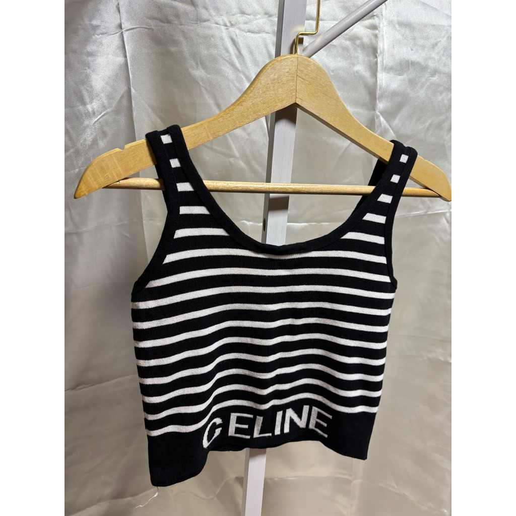 ZQ005 Tanktop Knit Celine Crop Tank Motif Zebra
