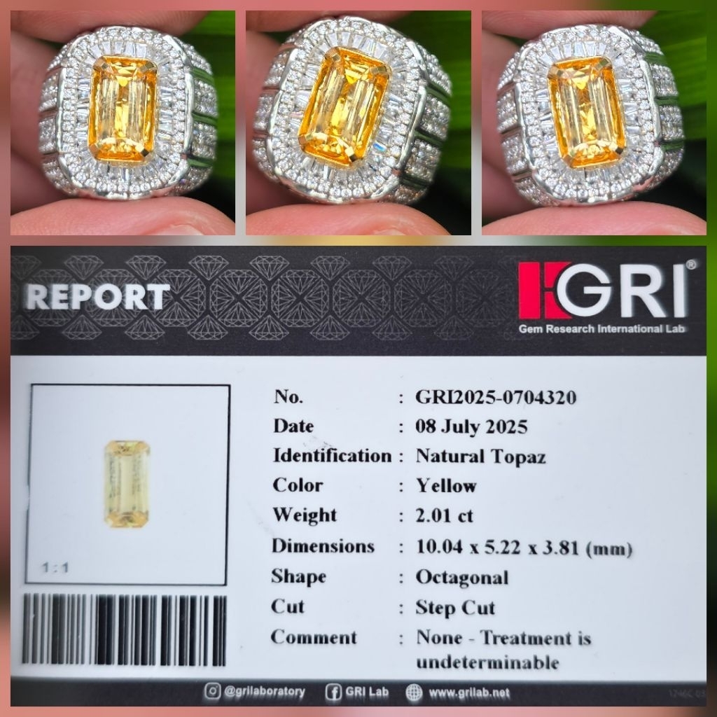 Batu Natural Yellow Topaz Memo 2.01 crt