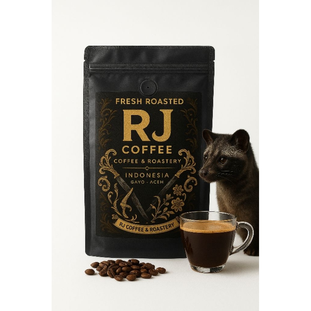 

KOPI Arabika luwak liar asli Aceh Gayo, 100g kopi bubuk/biji - RJ Coffee and rosteary