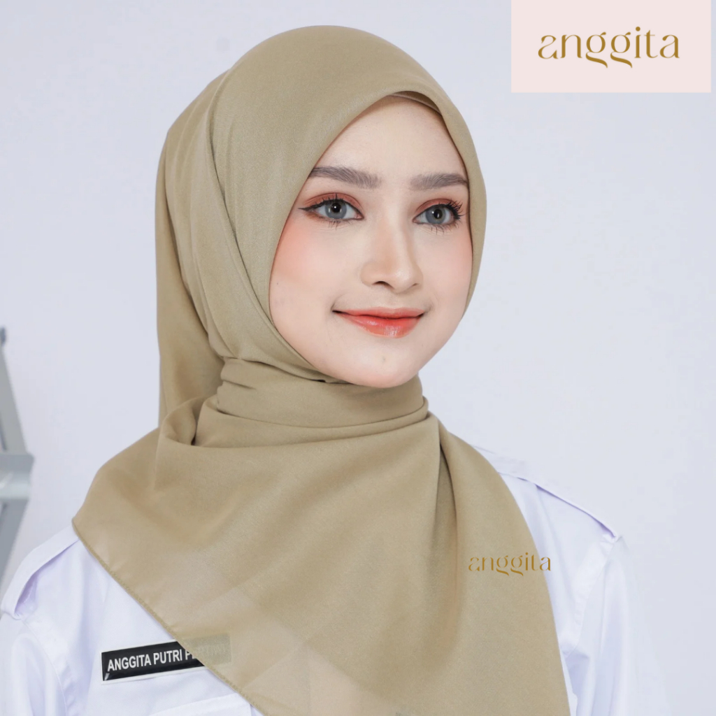 ANGGITA Jilbab Khaki Muda PNS Hijab Segiempat Paris Premium Kerudung Dinas ASN Warna Khaky