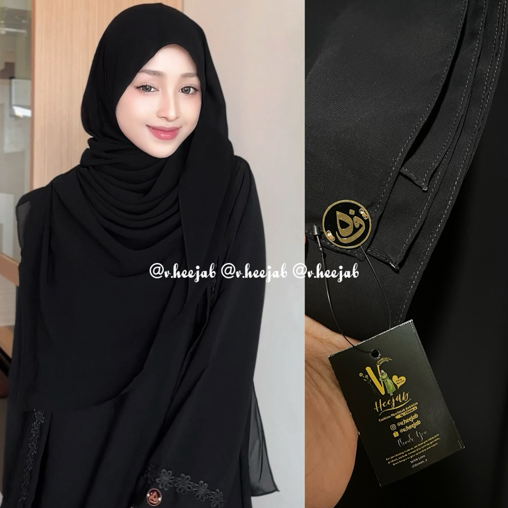 [BISA COD] EXCLUSIVE BY V.HEEJAB PREMIUM PASHMINA SAUDI SIFON JETBLACK HITAM PEKAT 200x75 TERMURAH R