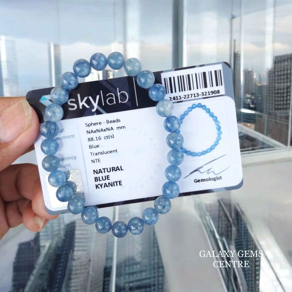 Gelang Batu Natural Blue Kyanite Beserta Certificate Memo