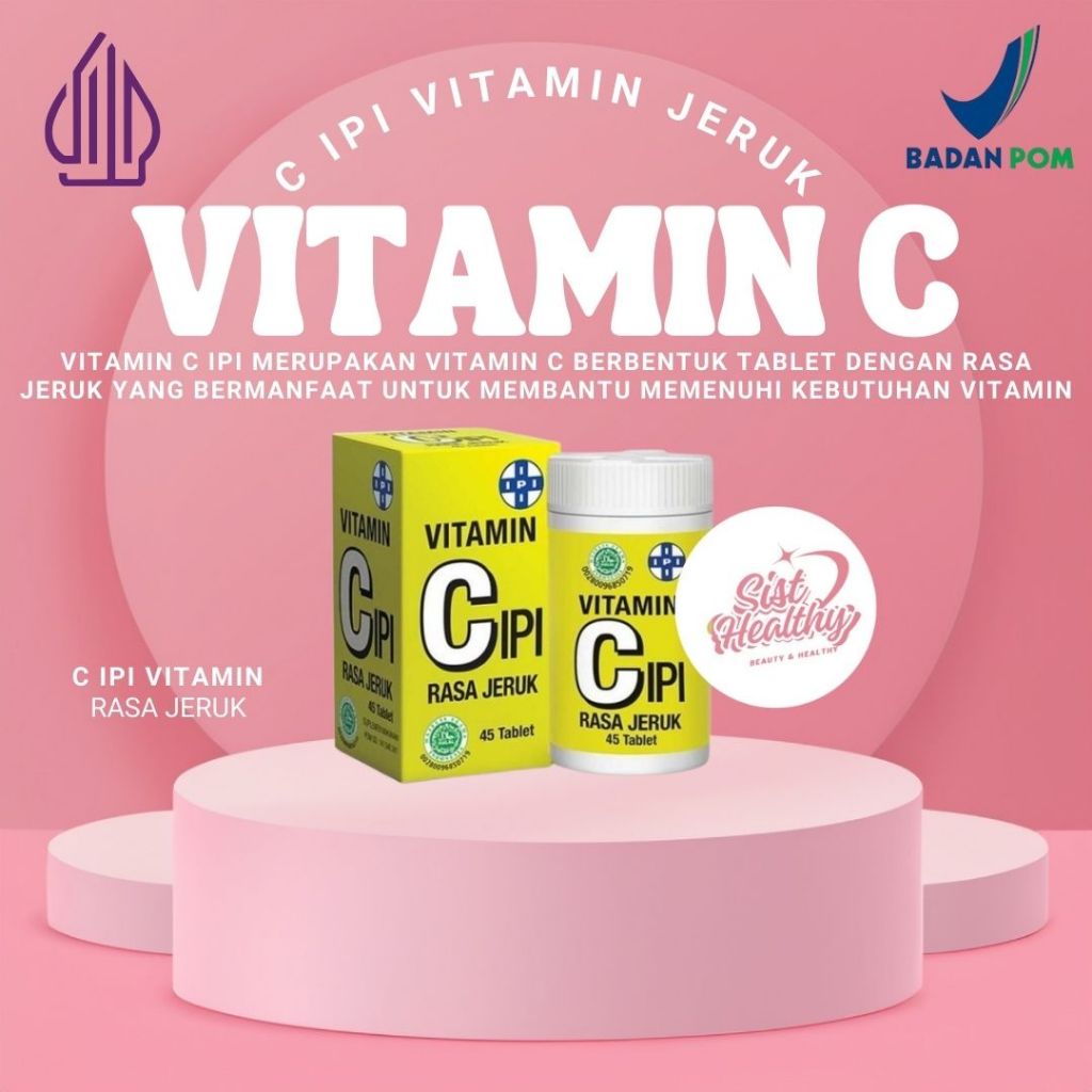 VITAMIN C IPI RASA JERUK BOTOL ISI 45 TABLET / Vitamin C IPI Tablet Hisap / Vitamin Anak dan Dewasa