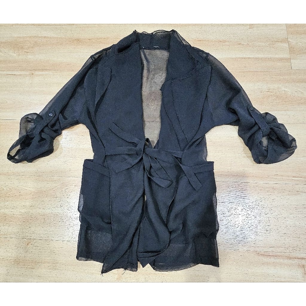 PRELOVED BLACK ORGANZA WOMEN OUTTER / CARDIGAN HITAM WANITA SECOND