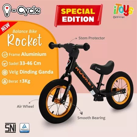 Balance Bike ICYCLE (Rocket Special Edition) Push Bike | Sepeda Keseimbangan Anak | Race Bike