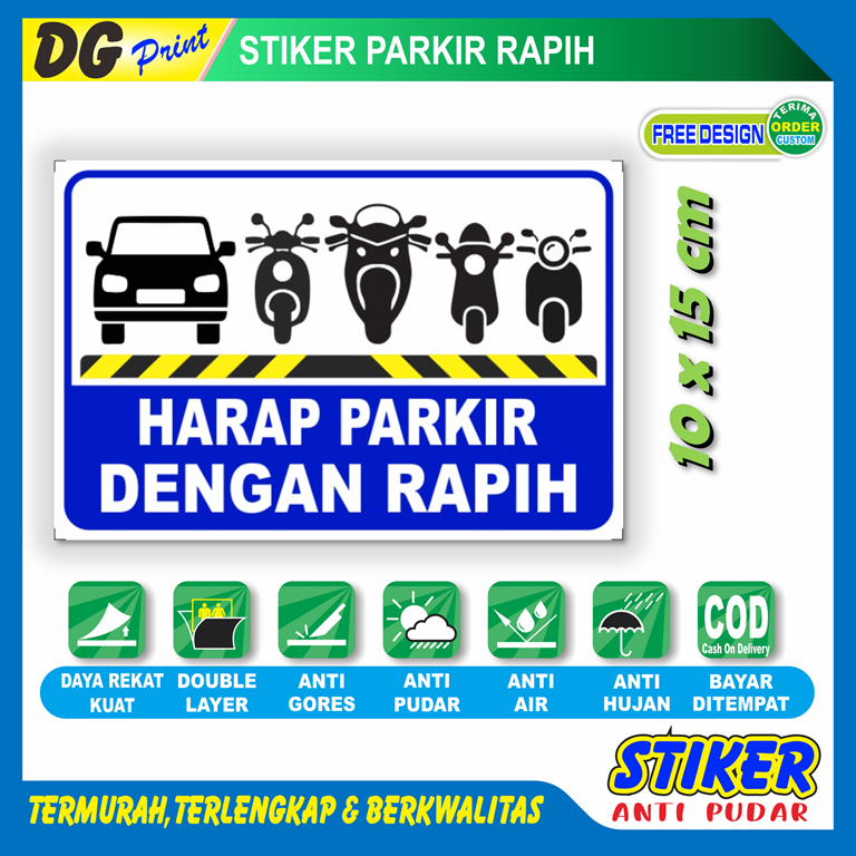 

Stiker tulisan harap parkir dengan parkir kendaraan motor mobil sticker area parkir toko kantor dll