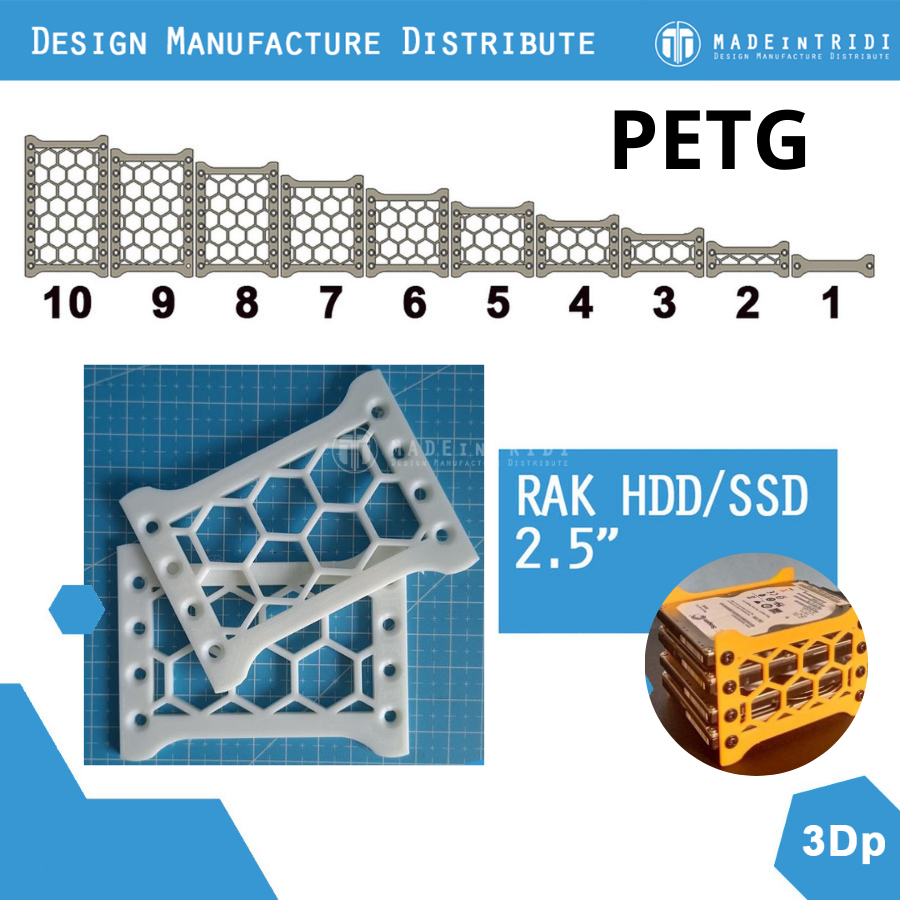 Bracket Rack Hdd 2.5" 1-10 susun Custom PETG Stand Hardisk 2.5''