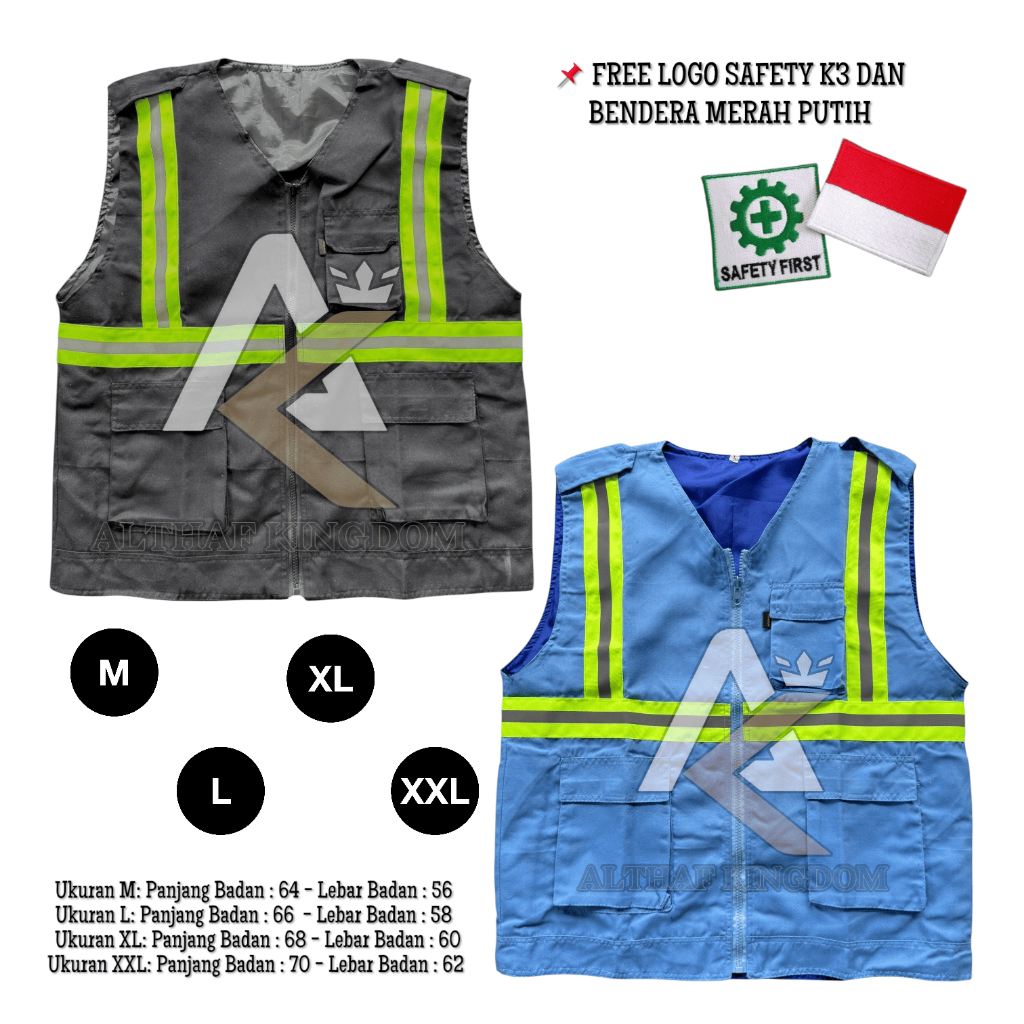 ALTHAF - Rompi vest safety first - vest pria casual - rompi safety proyek - rompi vest lapangan