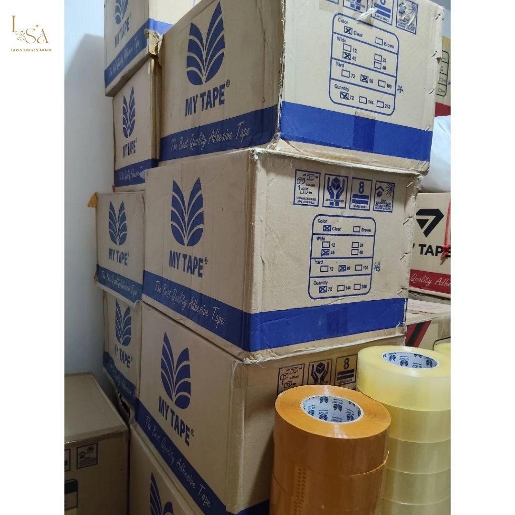 

Lakban My Tape Coklat dan Bening 45MM 90 Yard 45Micron 1 Dus Isi 72 PCS