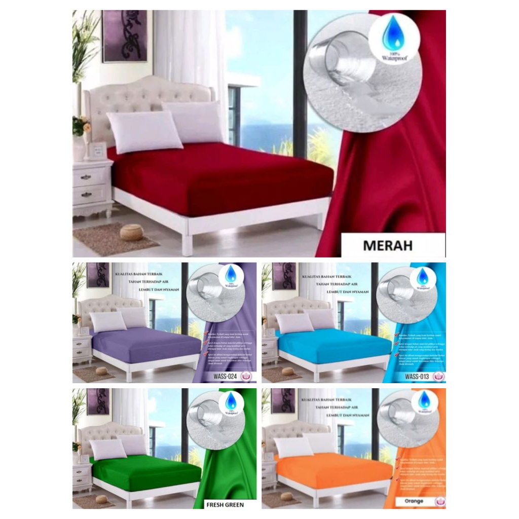 SPREI WATERPROOF/SPREI ANTI AIR TINGGI KARET 25 CM,30 CM & 35 CM