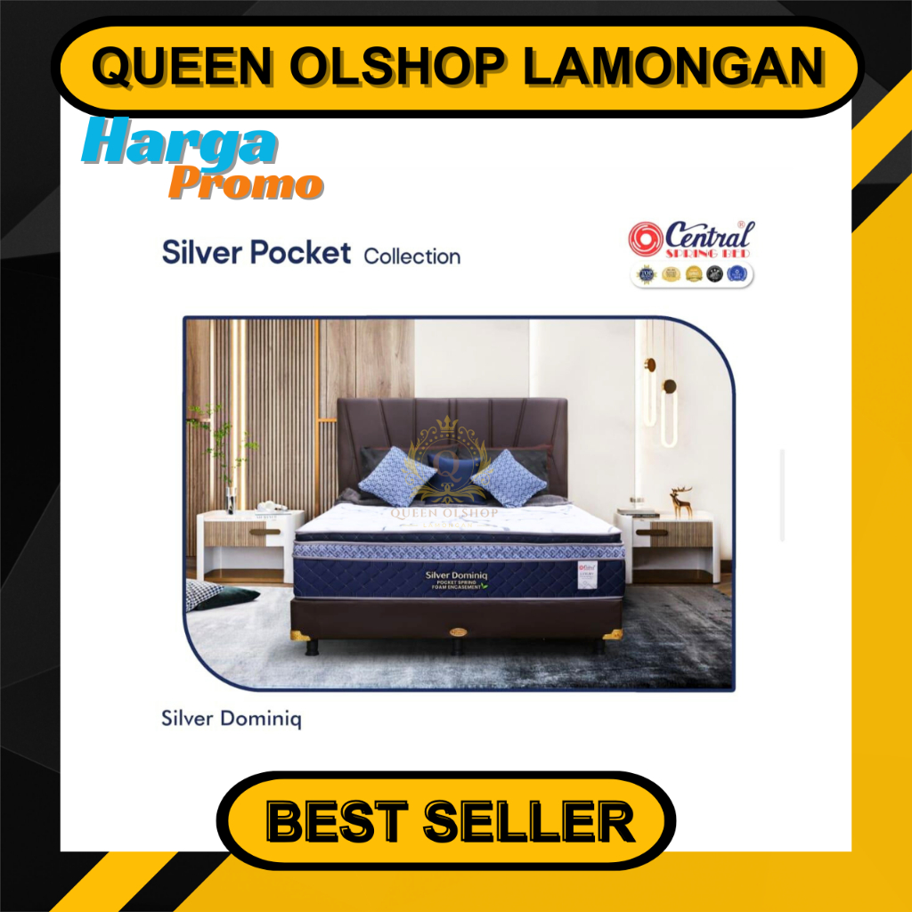 Kasur Springbed CENTRAL SILVER DOMINIQ 180 160x200 Pocket Spring +  Plushtop