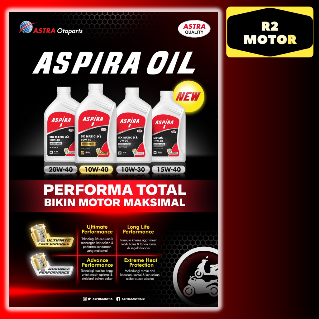 Terbaru Oli Mesin Motor Aspira By Shell Sx Matic 10W-40 (1L) Adv Pcx Vario Nmax 150 160 Original