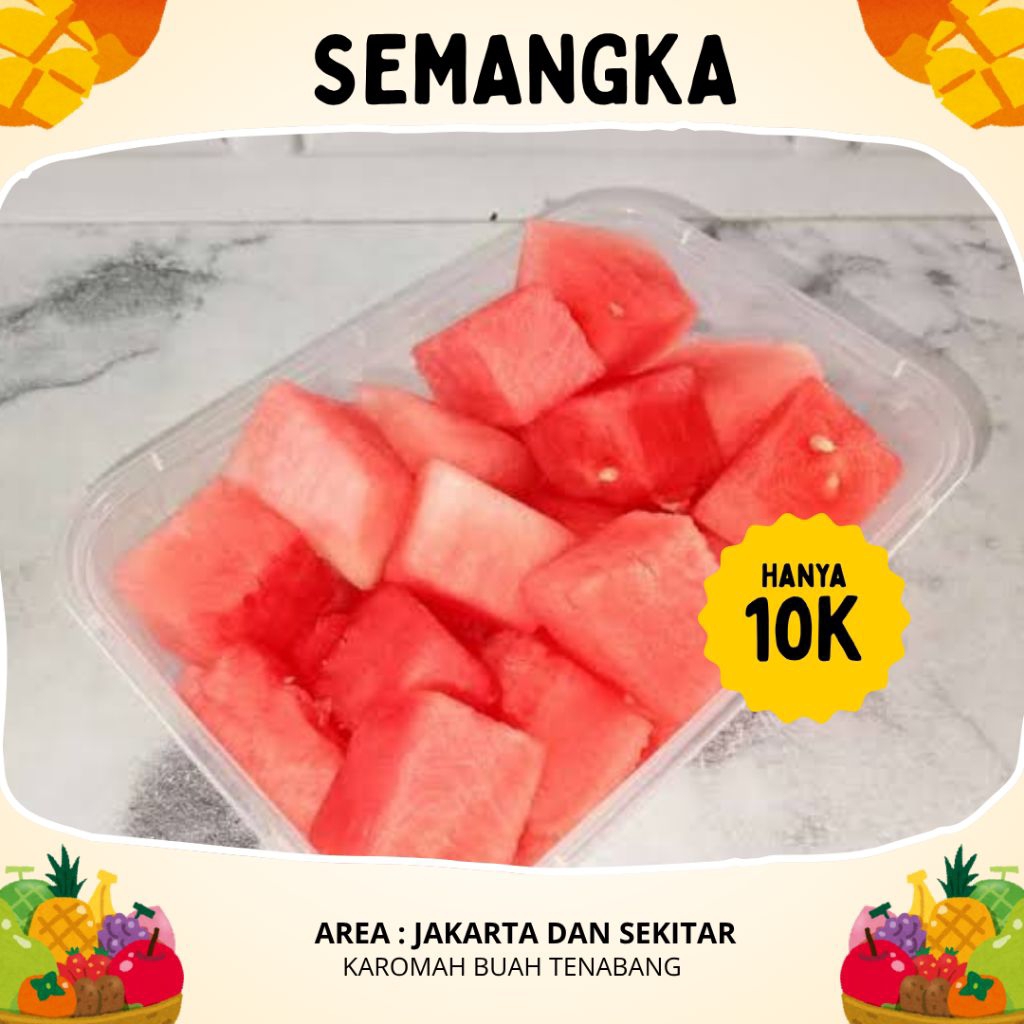 Buah Semangka Potong 1 Box 10 ribuan Manis Siap Makan