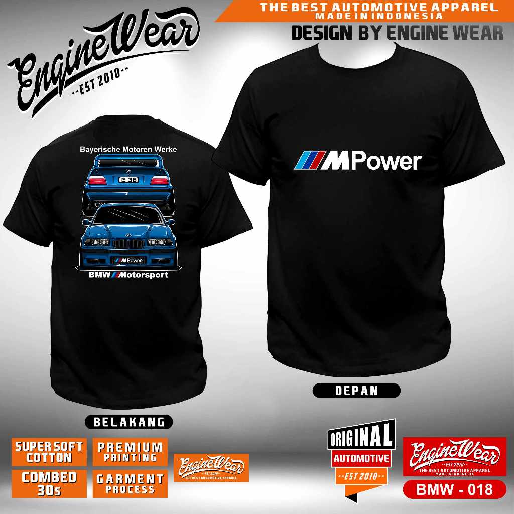 kaos BMW e36 bimmer m3 e30 e34 e38 e90 e46 seri 7 tshirt mobil kaos otomotif automotive baju balap s