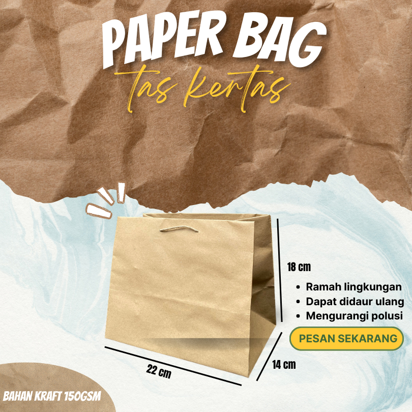 

Paper Bag / Tas Kertas / Go Green Bag Ukuran 22 x 14 x 18CM