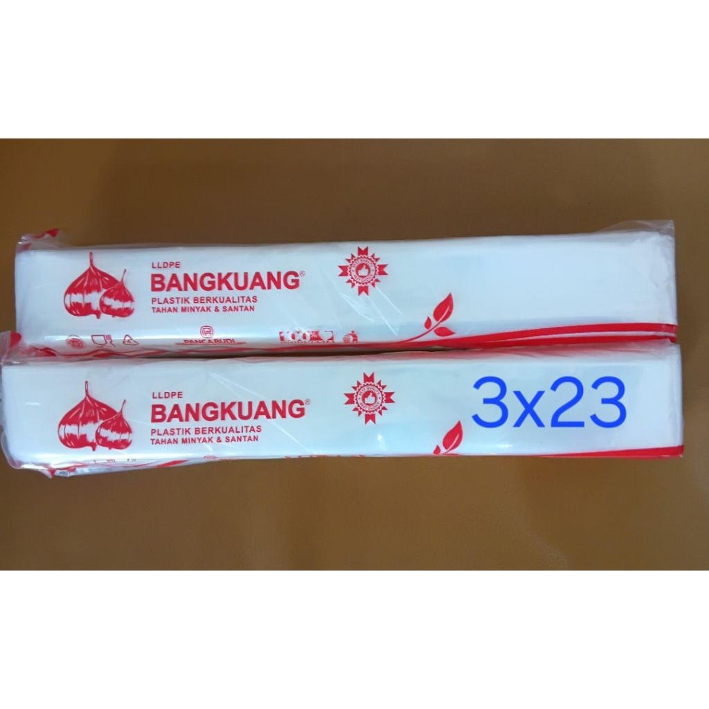 

Plastik es mambo..( BANGKUANG) ukuran 3x23 (berat +-200 gram.isi +-400 lbr.per pack)