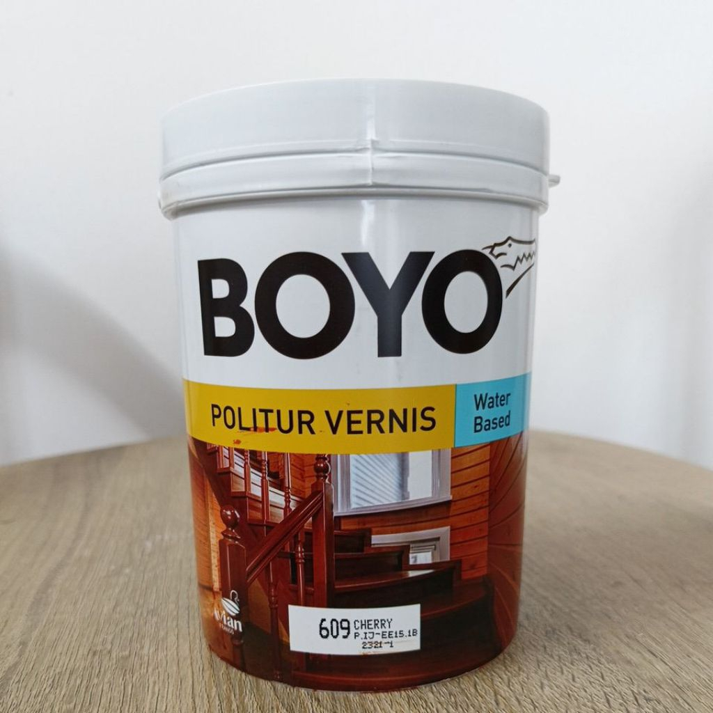 Boyo 1kg politur Vernis water based avian brand/ cat kusen kayu pengencer air 609 cherry