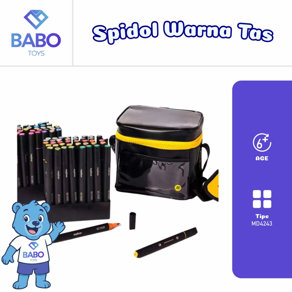 

Mideer Mainan Edukasi Anak Paket Spidol Warna Dengan Tas Dual Tip Oily Marker 80 with bag
