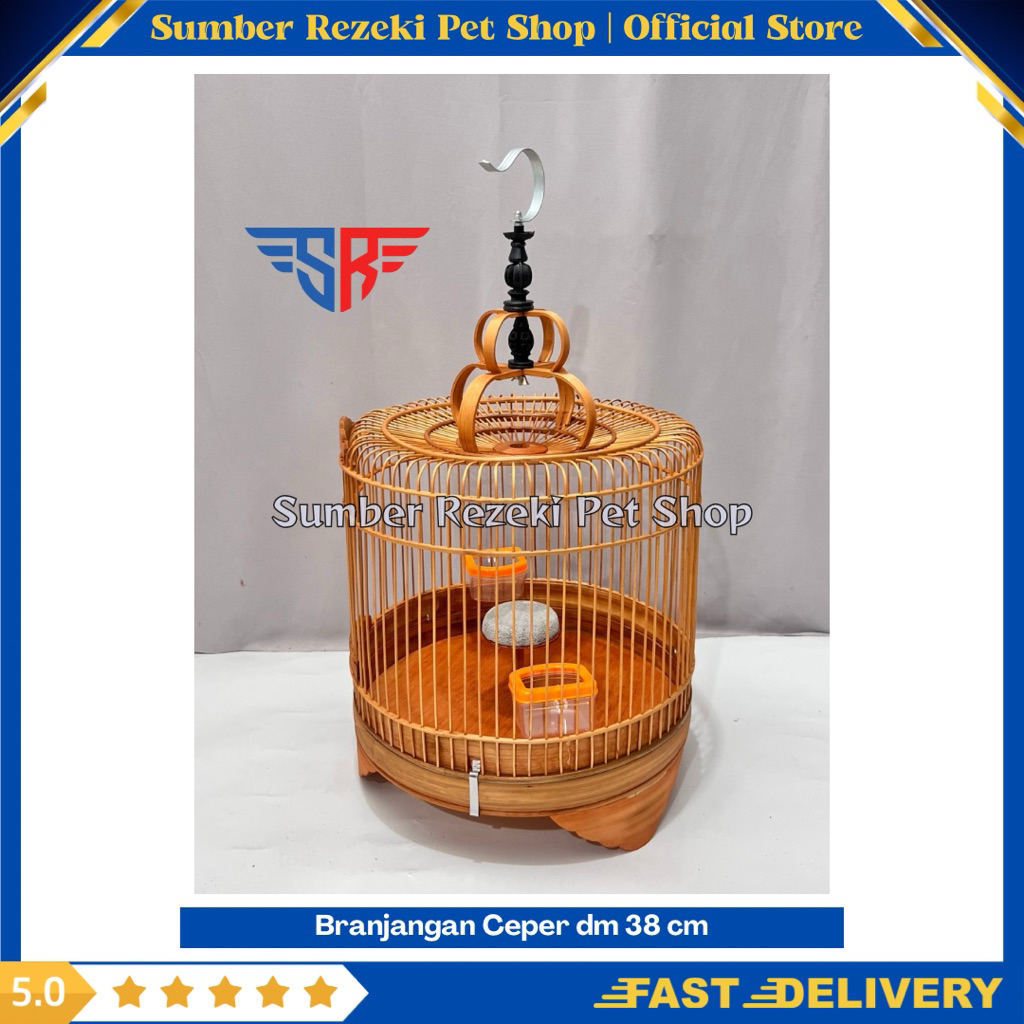Sangkar Burung Branjangan Ceper Diameter 38 cm Kandang Burung Branjangan