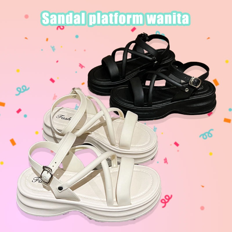 Yutu (100% ORI) - sandal wanita korean style sepatu sandal wanita kekinian sanda Wedges Model Tali S