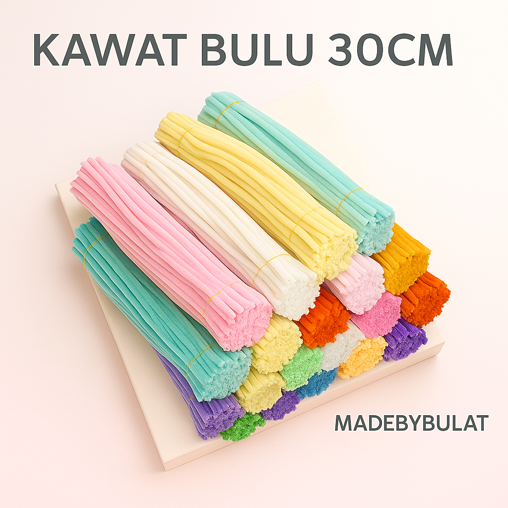 MADEBYBULAT - (DIJAMIN GEMBUL) 100PCS KAWAT BULU PIPE CLEANER GEMBUL PREMIUM MERCY POLOS  DIY