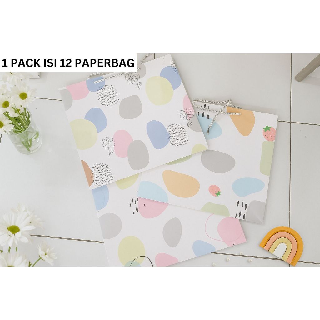 

[0742 L 12 PCS] PAPERBAG MOTIF UKURAN 35.5x33x15 TAS KADO ULANG TAHUN GOODIE BAG MOTIF