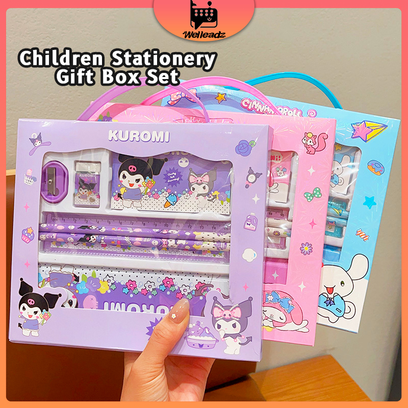 

Alat Tulis Anak Tk Kotak Pensil Set Kuromi Cinnamoroll 7 in 1 Pensil Box Hadiah Anak