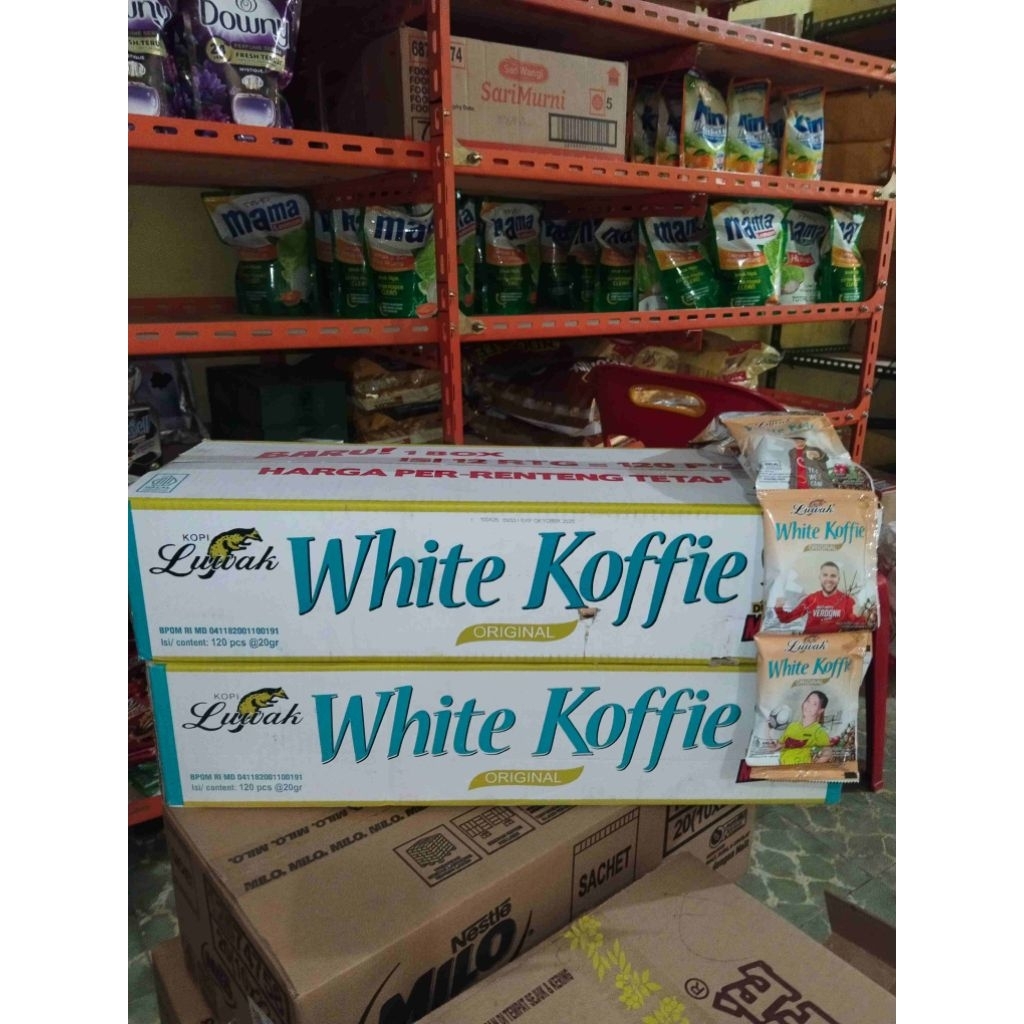 

luwak white koffie original 1 dus isi 12 renceng minuman serbuk kopi gula dan krimer bubuk kopi instan