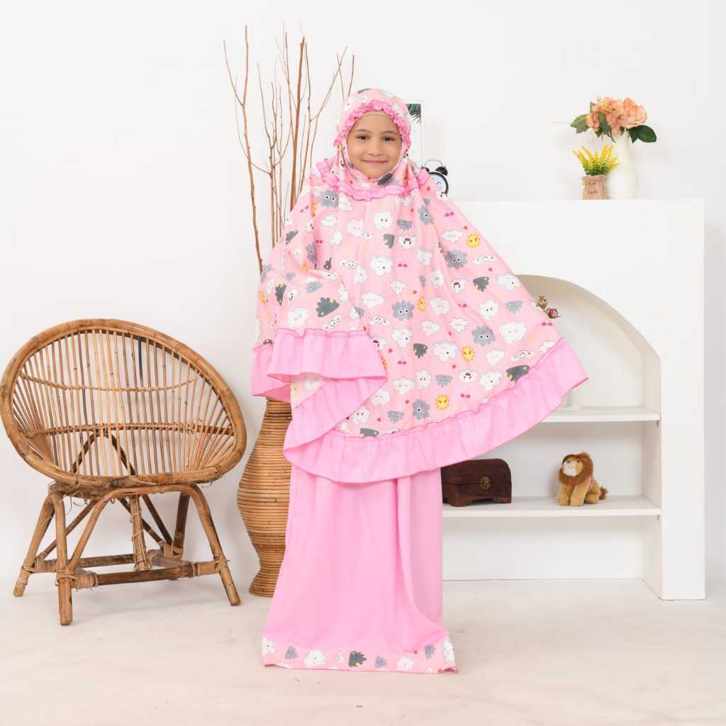 Mukena Anak Pink Motif Cloud Kado Mukena Anak Perempuan Mukena Anak 2 Tahun Mukena Anak 3 Tahunmuken