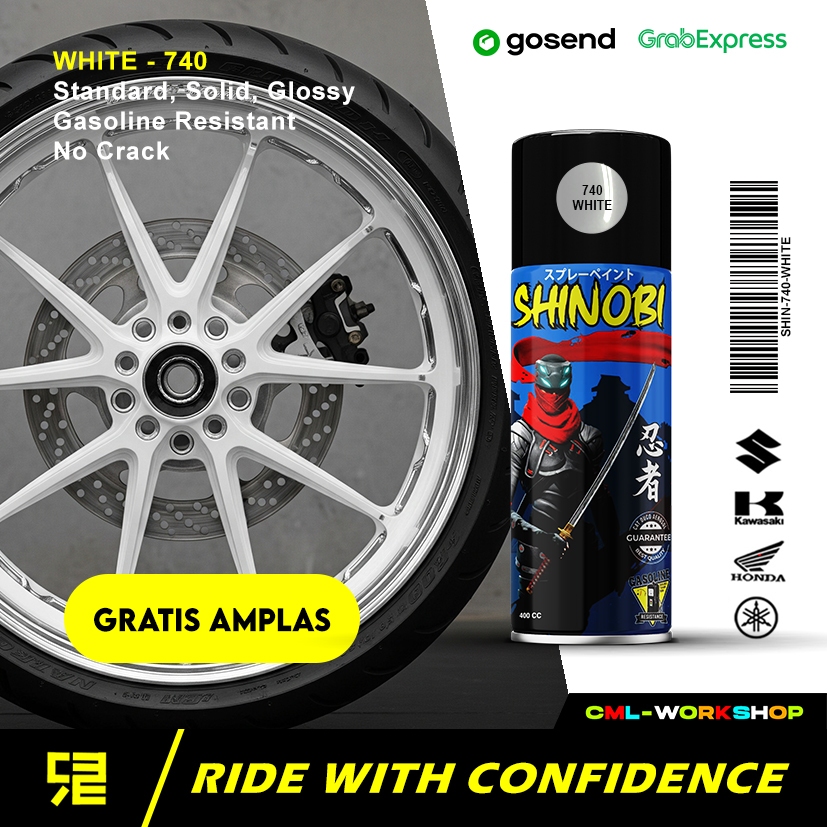 Shinobi Pilok Motor Tahan Bensin Khusus Otomotif warna putih 740 white
