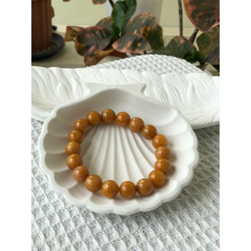 Gelang Giok Burma Myanmar Kuning Emas 10.7mm