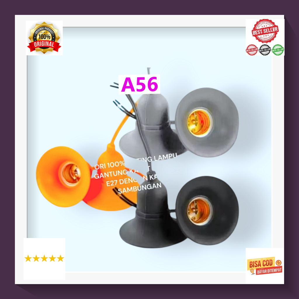 A56 FITTING LAMPU E27 WD KARET ANTI PECAH ANTI AIR TOPI WATERPROOF PJU FITING JALAN PLAFON GANTUNG A