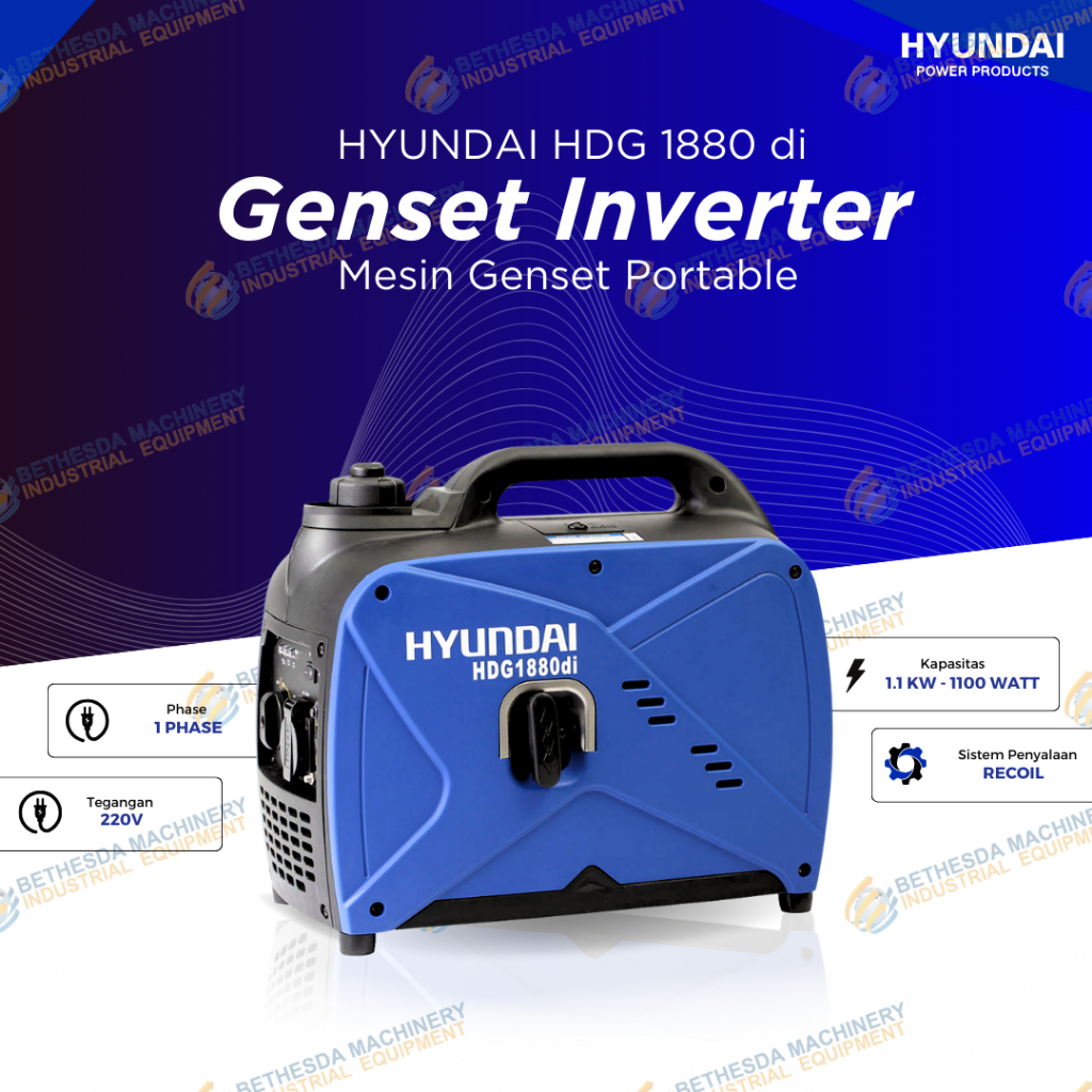 mesin genset hyundai 1000 watt. 4 tak bensin generator