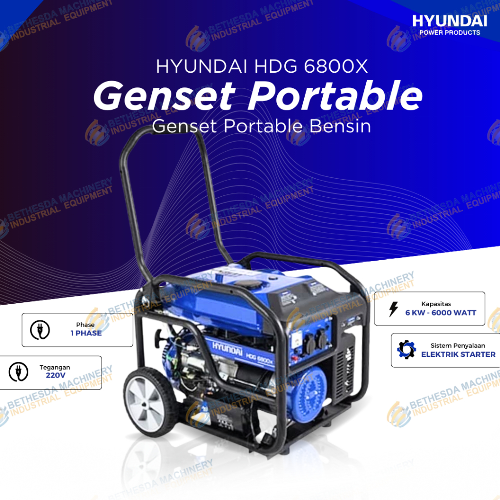 Genset Hyundai 6000 watt HDG 6800x Hyundai portable generator