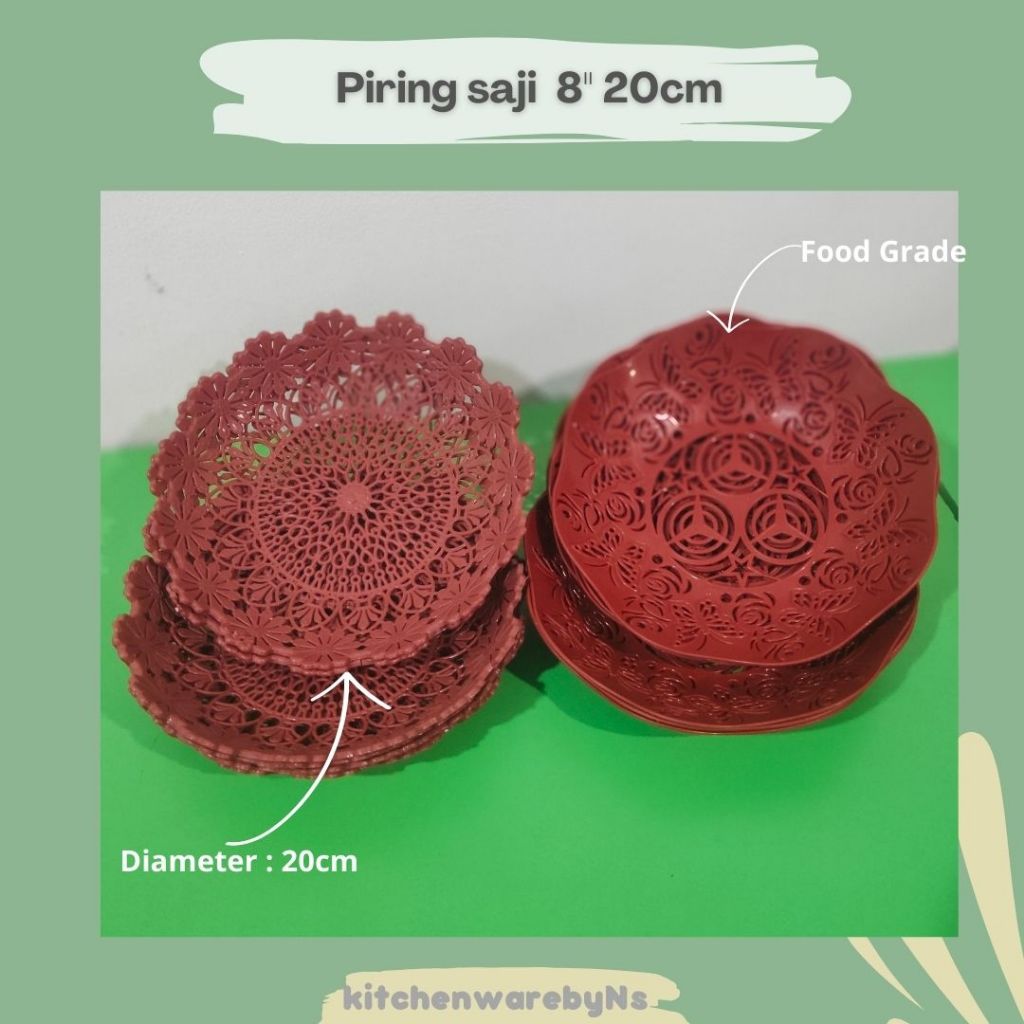 Piring Plastik Rotan/Piring saji Rotan/piring rotan plastik/piring plastik motif rotan 20cm