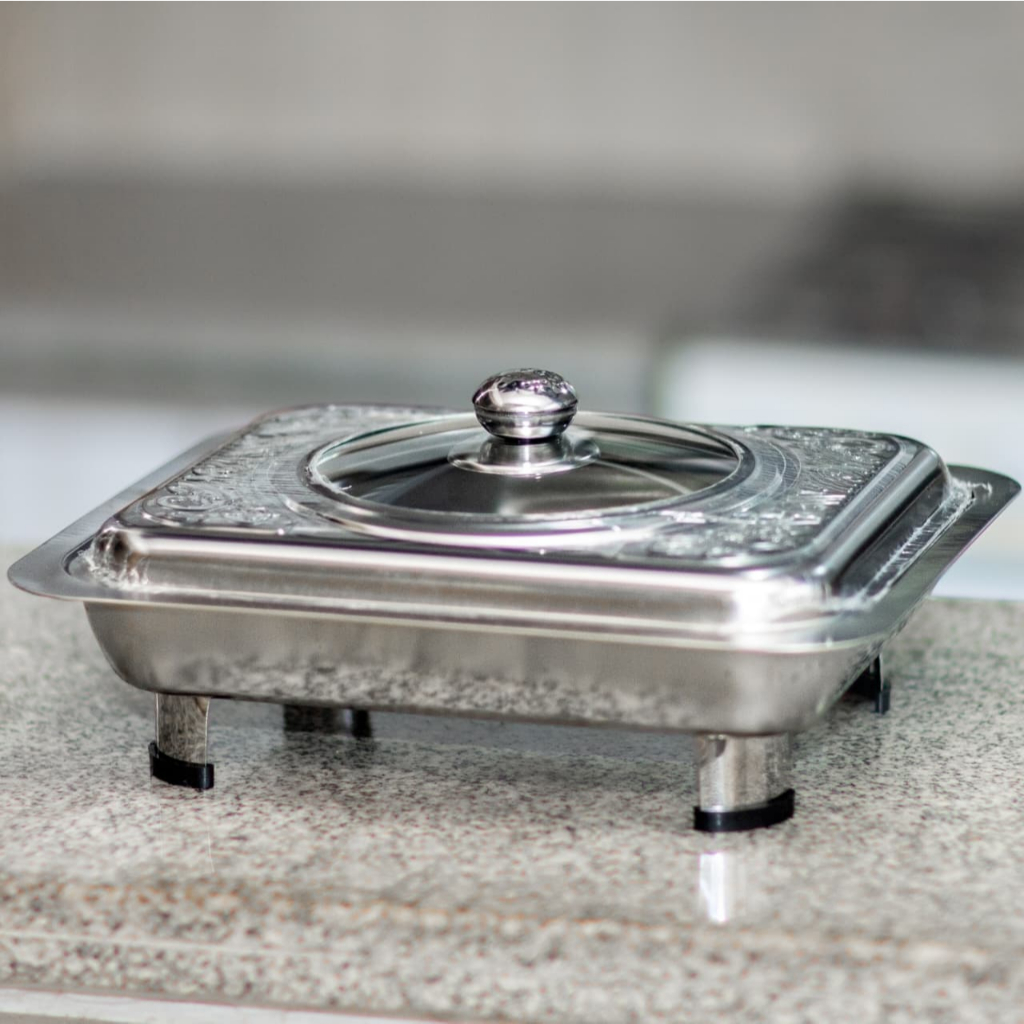 Tempat Prasmanan Stainless Tutup Kombinasi Kaca Set - Merk BMW Best Masterware