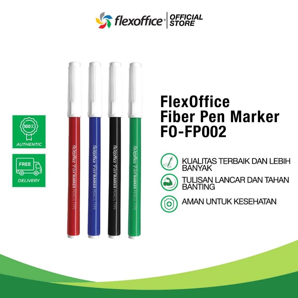 

FLEXOFFICE FIBER PEN MARKER FO-FP002 spidol multifungsi tahan lama isi banyak readi stok murah