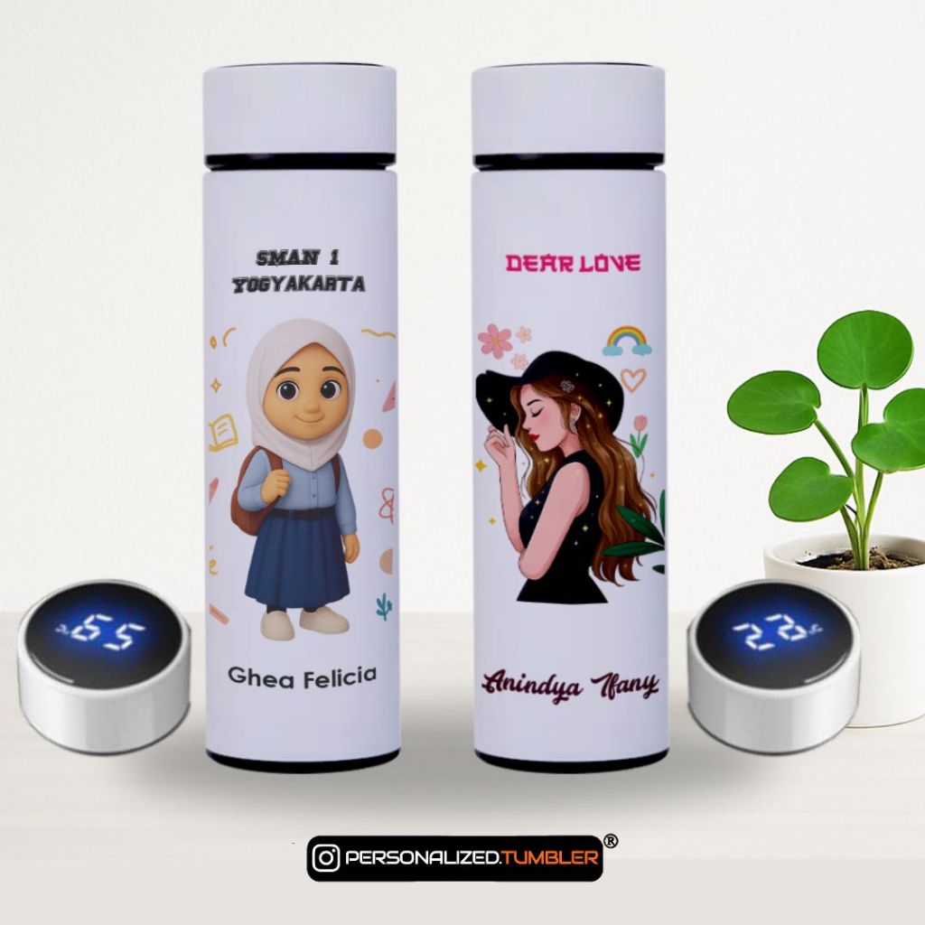Tumbler Custom Led Premium Cetak Berwarna (A) untuk tumbler warna putih, Souvenir Custom cetak logo
