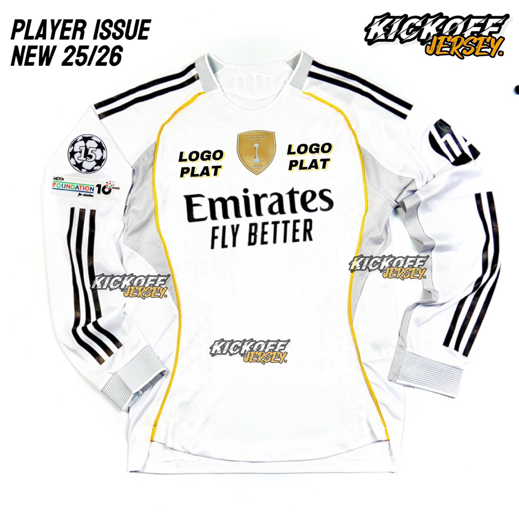 (PLAYER ISSUE LS) JERSEY MADRID HOME PI LS NEW SEASON 25/26 FULL PATCH PLAYER ISSUE LS 2025 2026